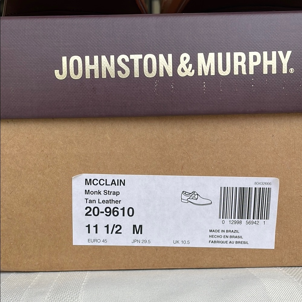 Johnston & Murphy Men's Tan Italian Sheepskin Leather Dress Shoes, Size 11.5M - Picture 2 of 7